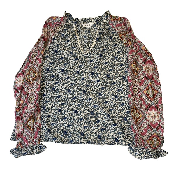 THML Tops - Thml Boho Colorblock Shirt Blouse Large Cottagecore Victorian Long Sleeve Top